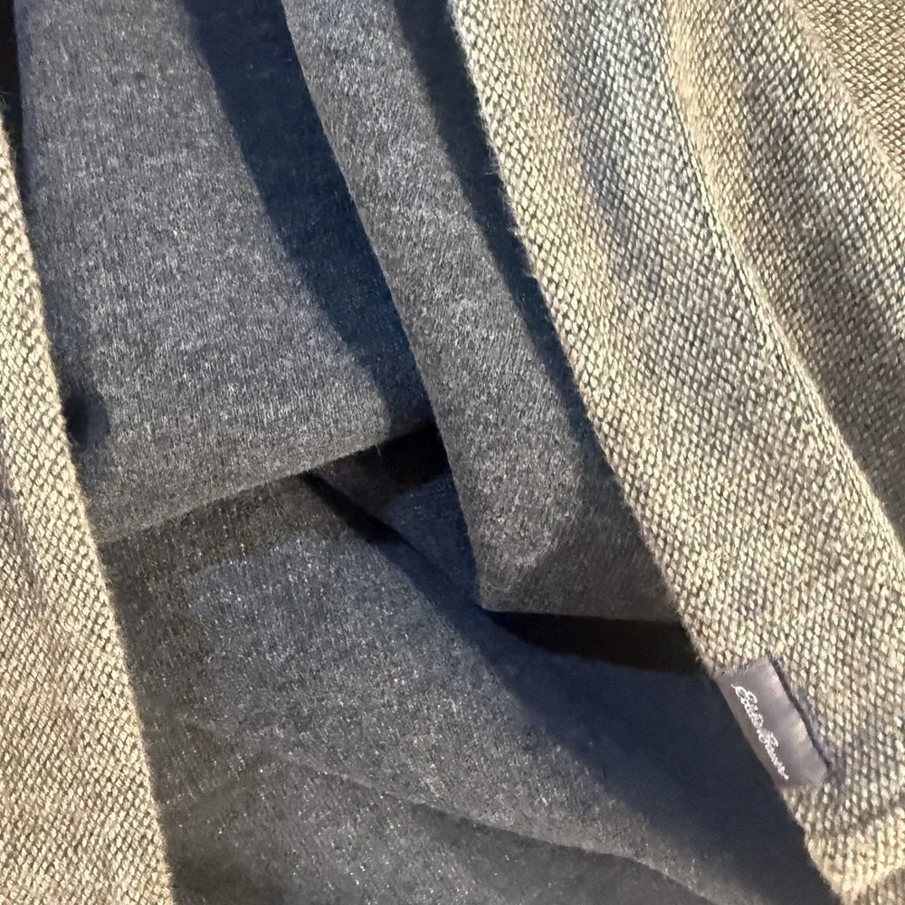 Eddie Bauer Men's L Tall Brown Textured 3 Button Pullover Sweatshirt Pocket